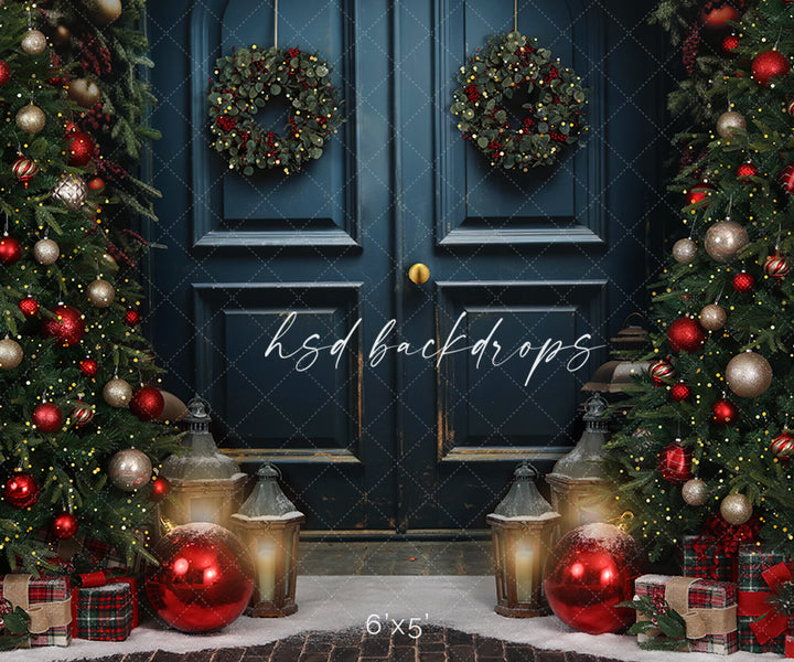 Festive Christmas Door - HSD Photography Backdrops 