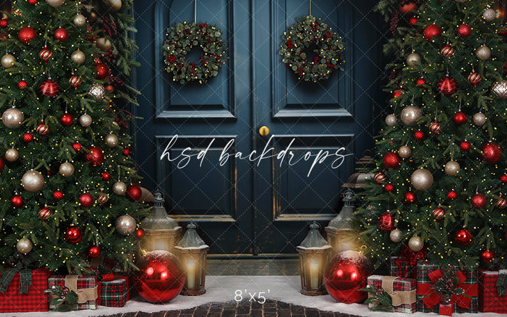 Festive Christmas Door - HSD Photography Backdrops 