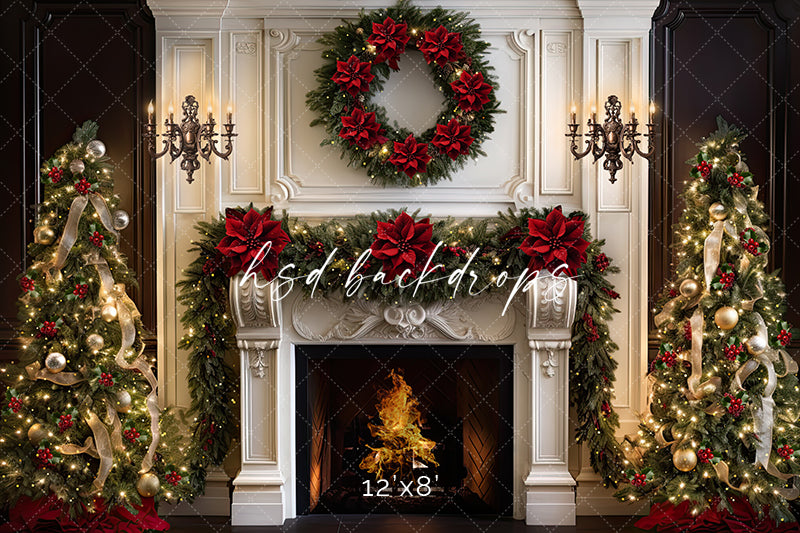 Classic Christmas Fireplace - HSD Photography Backdrops 