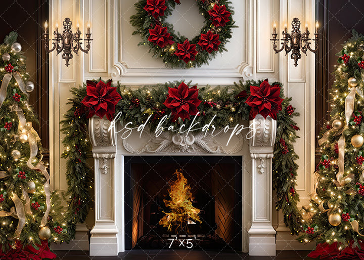 Classic Christmas Fireplace - HSD Photography Backdrops 