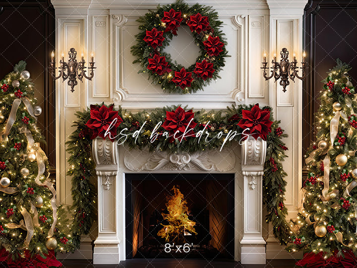 Classic Christmas Fireplace - HSD Photography Backdrops 