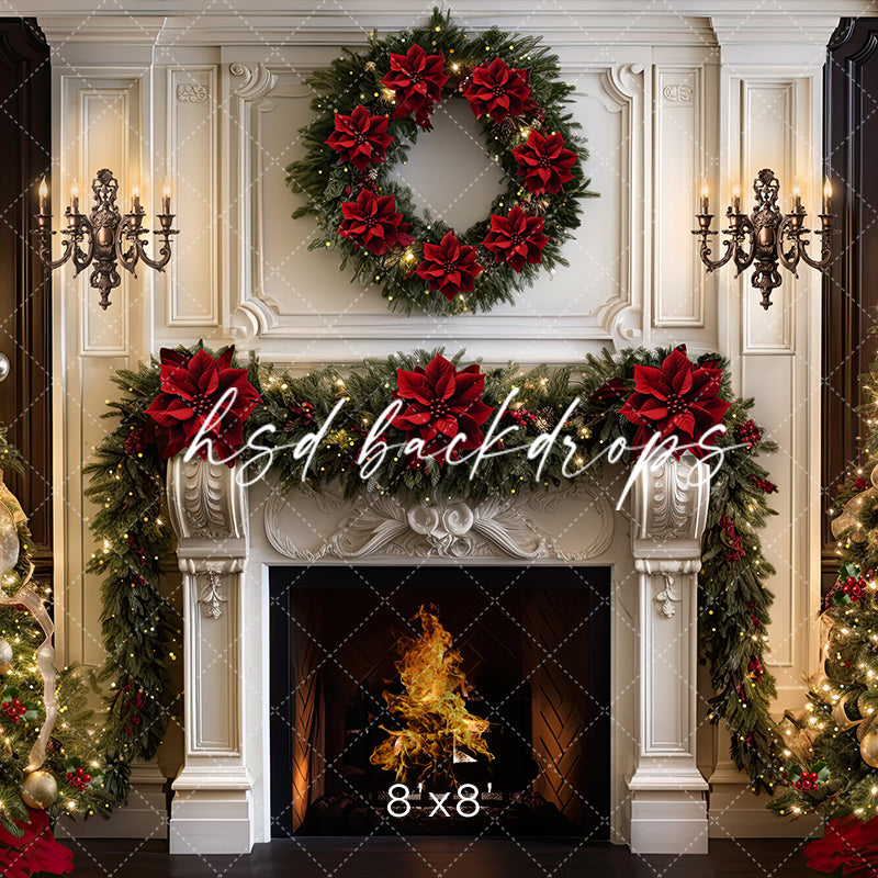 Classic Christmas Fireplace - HSD Photography Backdrops 