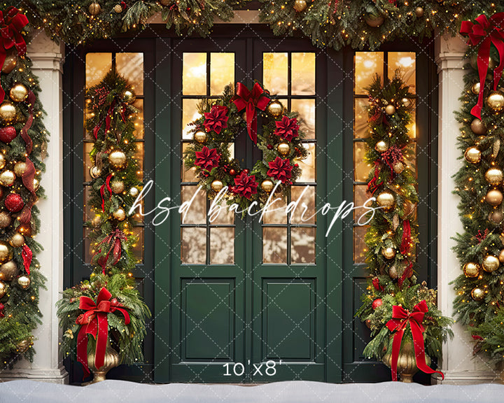 Emerald Christmas Door - HSD Photography Backdrops 