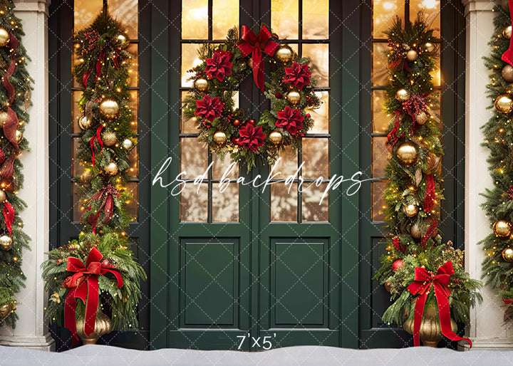 Emerald Christmas Door - HSD Photography Backdrops 