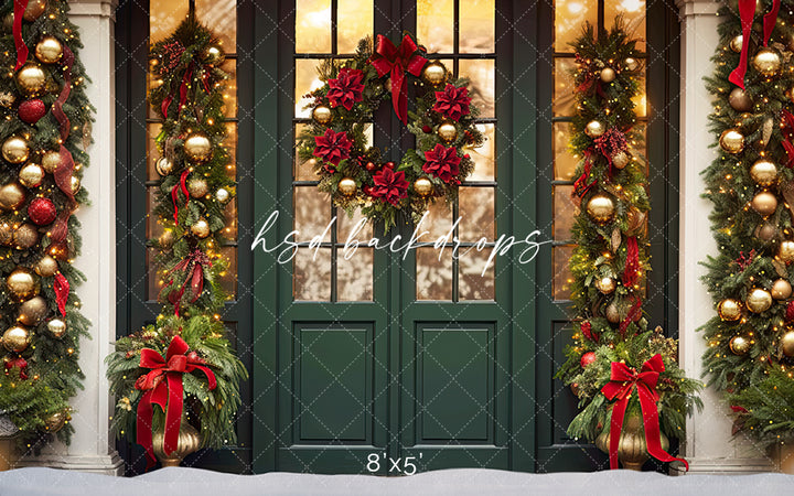 Emerald Christmas Door - HSD Photography Backdrops 