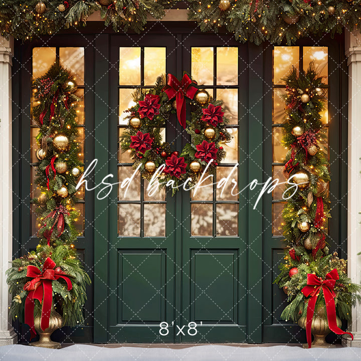 Emerald Christmas Door - HSD Photography Backdrops 