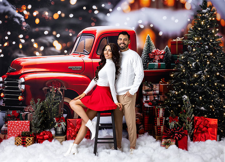 Vintage Red Christmas Truck - HSD Photography Backdrops 