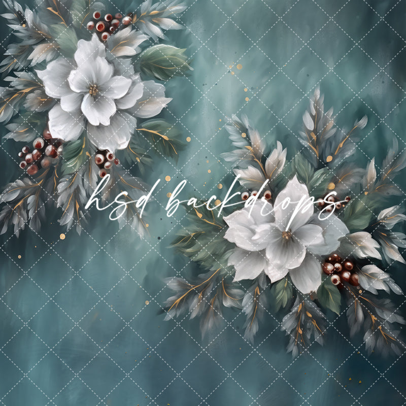 Christmas Floral Photo Backdrop and Floor Combination 