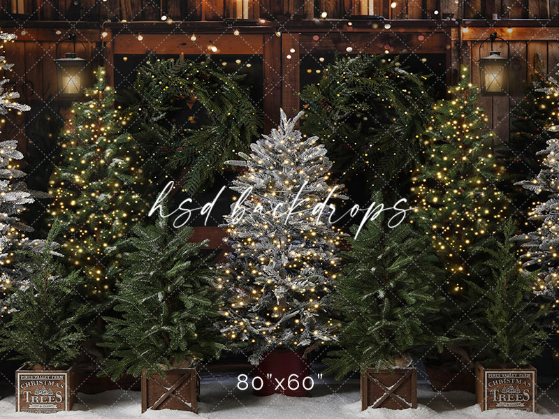 Rustic Christmas Tree Farm Backdrop 