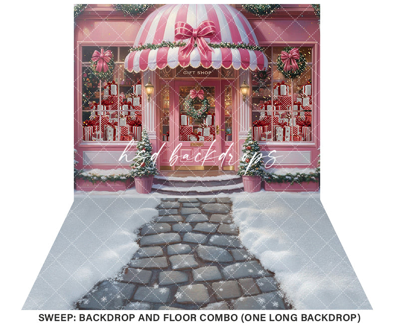 Pink Christmas Boutique (sweep options) - HSD Photography Backdrops 