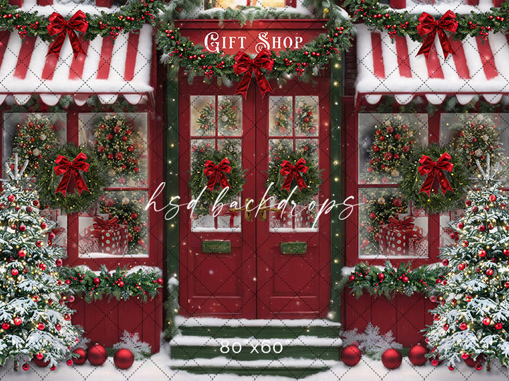 Christmas Gift Shop Printed Photography Backdrop 