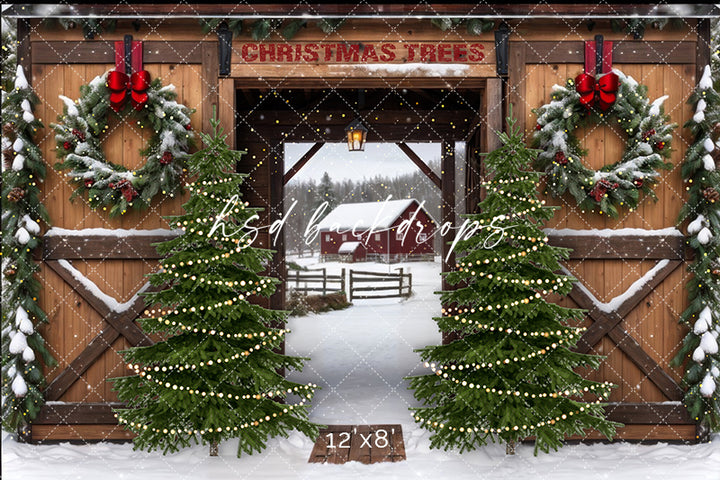 Christmas Tree Farm Entrance (sweep options) - HSD Photography Backdrops 