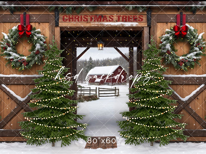 Christmas Tree Farm Entrance Backdrop for Holiday Photos