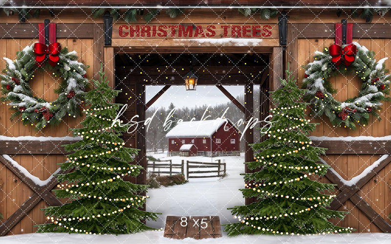 Christmas Tree Farm Entrance (sweep options) - HSD Photography Backdrops 