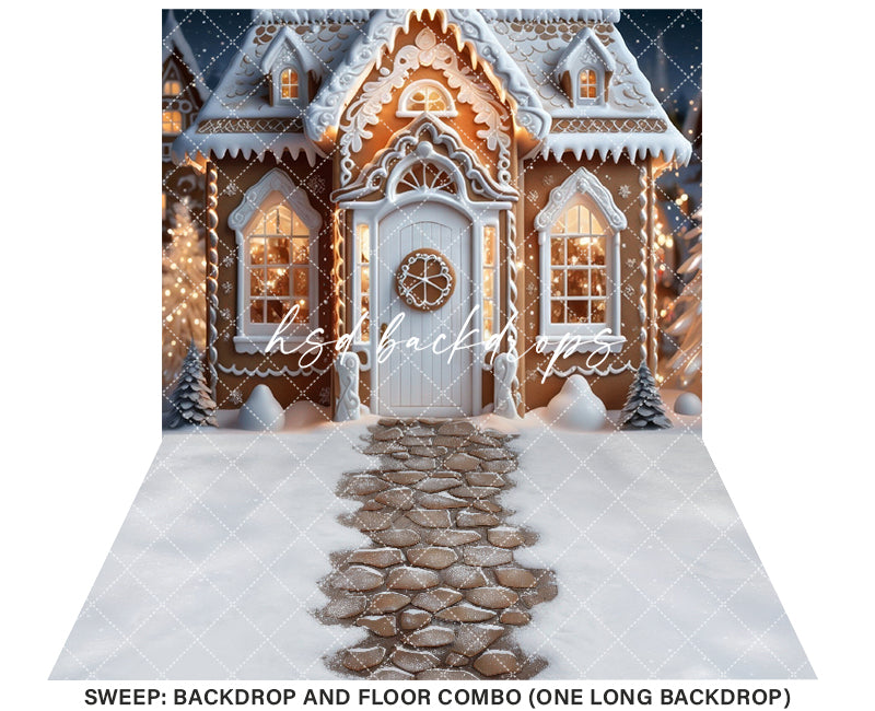 Cozy Gingerbread House (sweep options) - HSD Photography Backdrops 