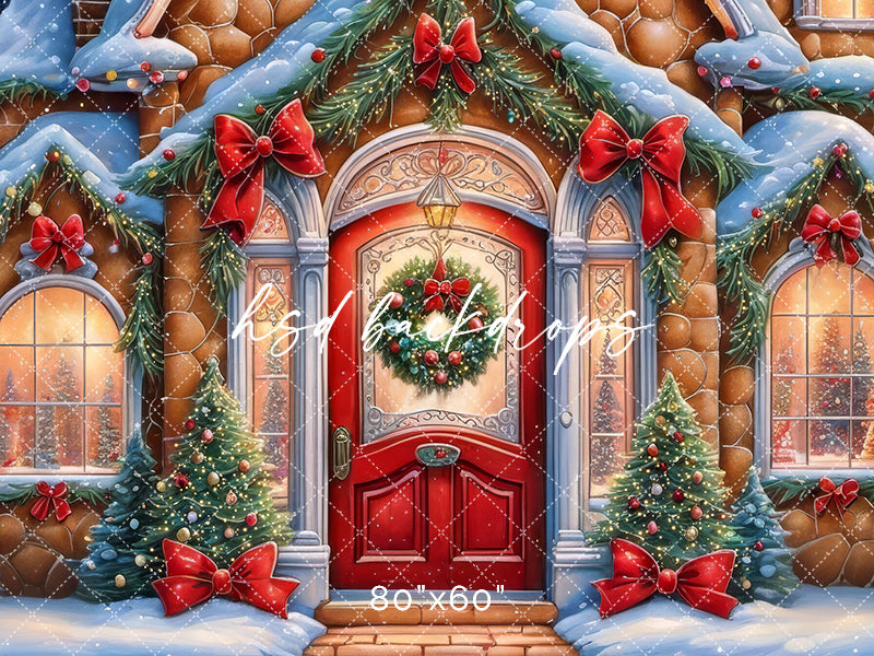 Cozy Gingerbread House Photo Backdrop Christmas 