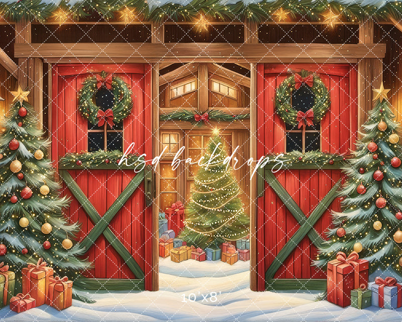 Cute Christmas Barn (sweep options) - HSD Photography Backdrops 