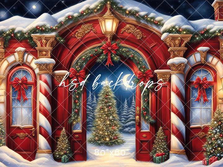 North Pole Archway Christmas Photo Backdrop for Pictures