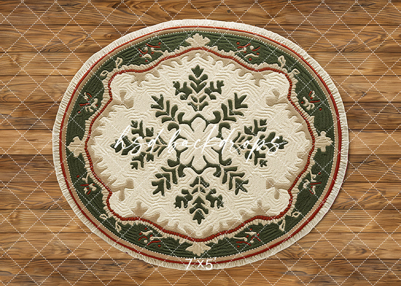 Green Christmas Snowflake Rug photography backdrop floor