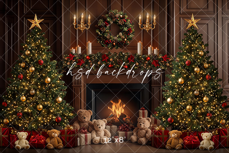 Teddy Bear Christmas Fireplace (sweep options)