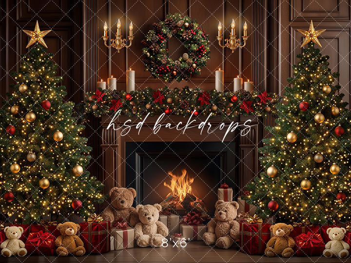 Teddy Bear Christmas Fireplace (sweep options)