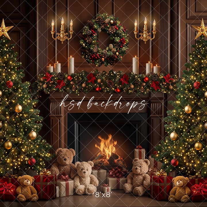 Teddy Bear Christmas Fireplace (sweep options)