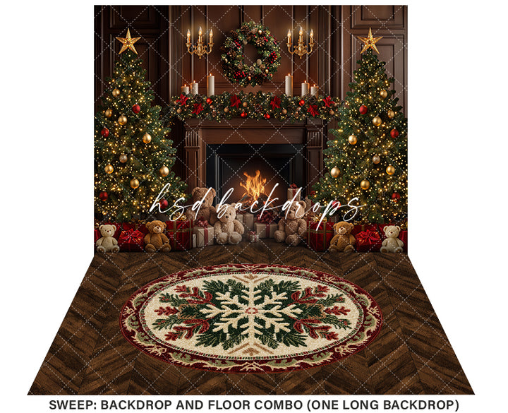 Teddy Bear Christmas Fireplace (sweep options)