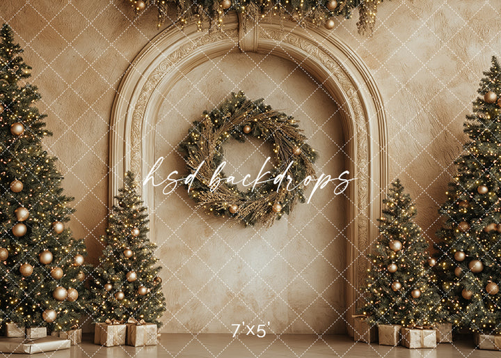 Boho Arched Christmas Wall  Photo Backdrop & Scene Setter