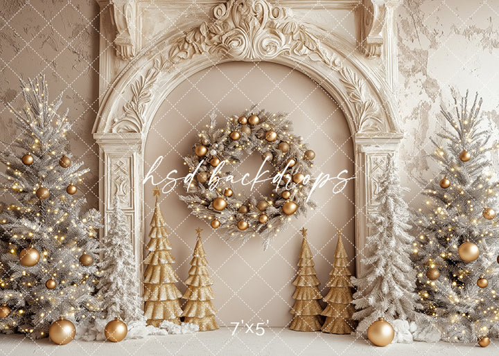 Elegant Arched Christmas Wall Photography Backdrop & Scene Setter