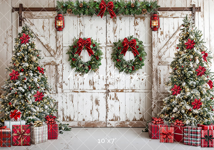 Rustic White Christmas Doors