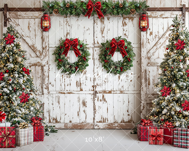 Rustic White Christmas Doors