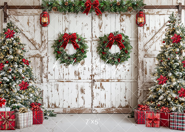 Rustic White Christmas Doors