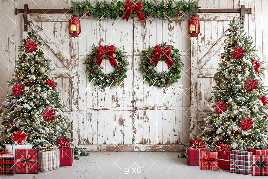 Rustic White Christmas Doors