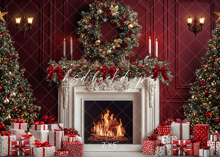 Red & White Christmas Fireplace