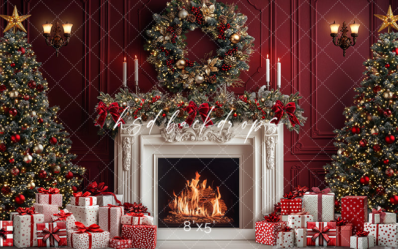 Red & White Christmas Fireplace