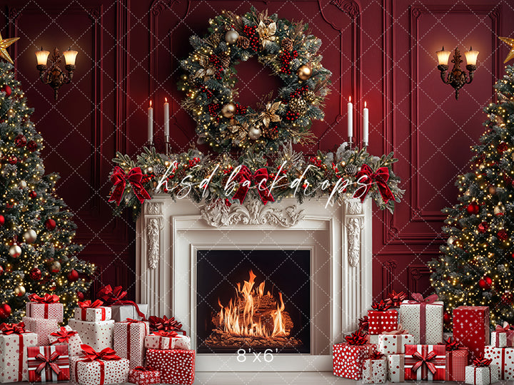 Red & White Christmas Fireplace