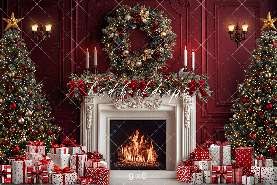 Red & White Christmas Fireplace