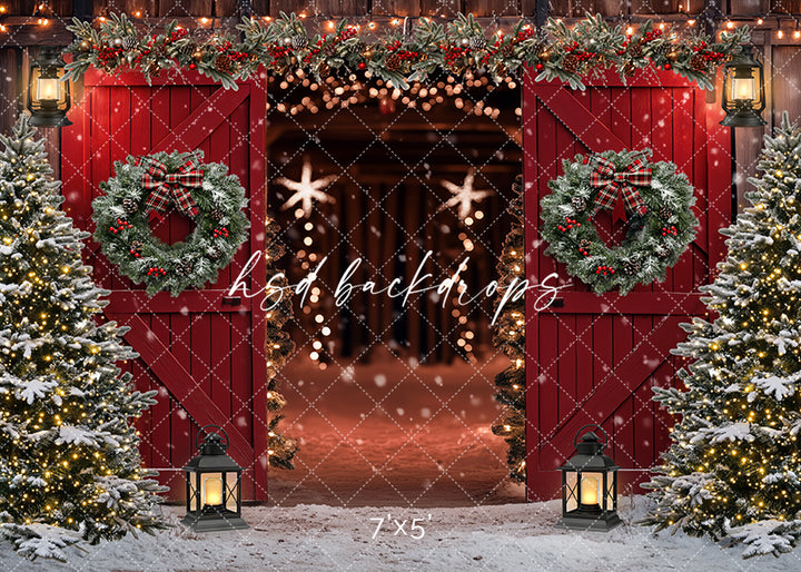 Red Christmas Barn Doors (sweep options)