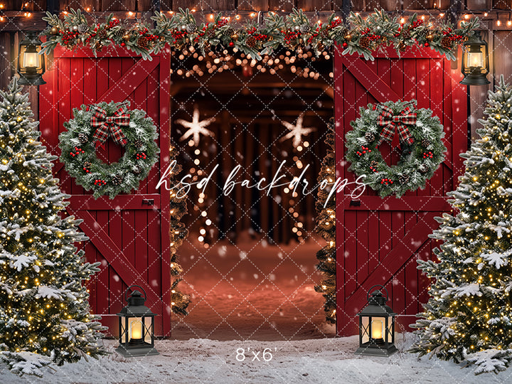 Red Christmas Barn Doors (sweep options)