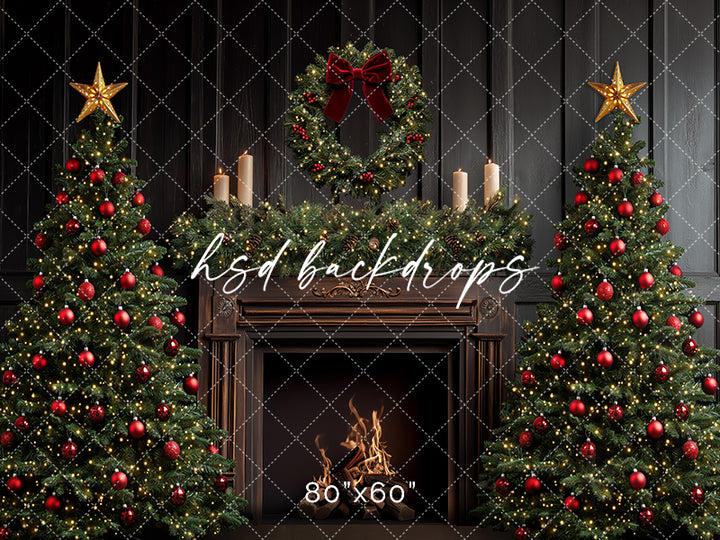 Christmas Fireplace Backdrop for Photos | Poly paper, fabric, fleece