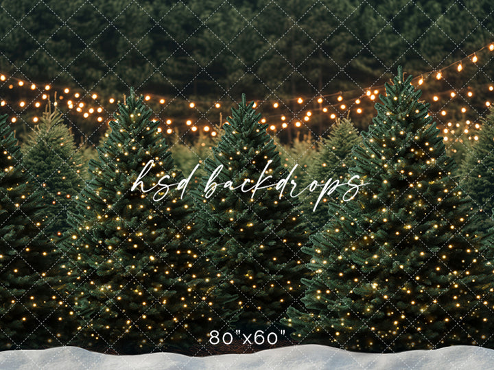 Rustic Christmas Tree Farm Photo Backdrop and Scene Setter 