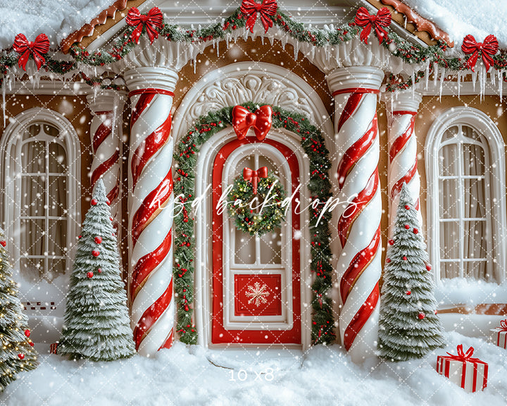 Christmas Gingerbread Door Photo Backdrop 