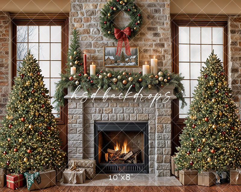 Christmas Cabin Fireplace (sweep options)