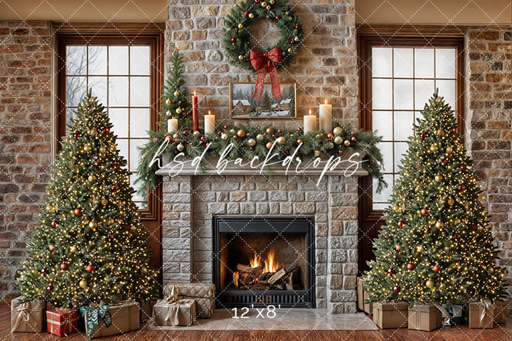 Christmas Cabin Fireplace (sweep options)