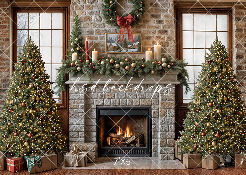 Christmas Cabin Fireplace (sweep options)