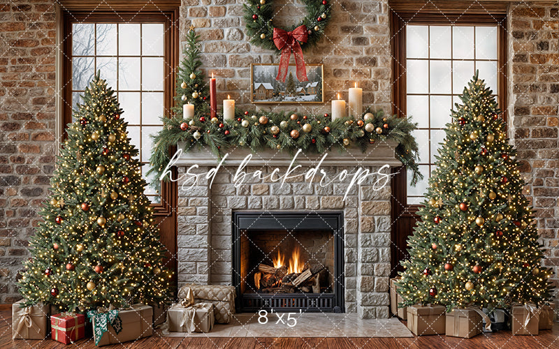 Christmas Cabin Fireplace (sweep options)