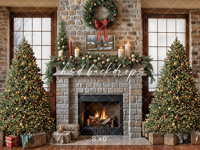 Christmas Cabin Fireplace (sweep options)