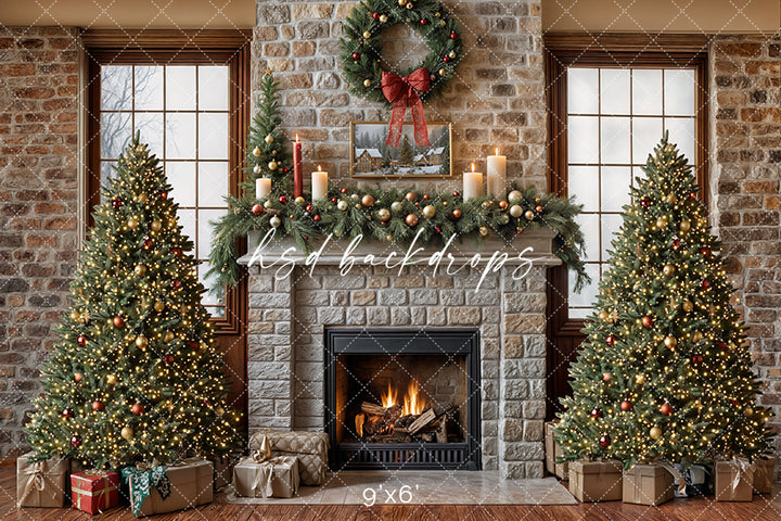 Christmas Cabin Fireplace (sweep options)