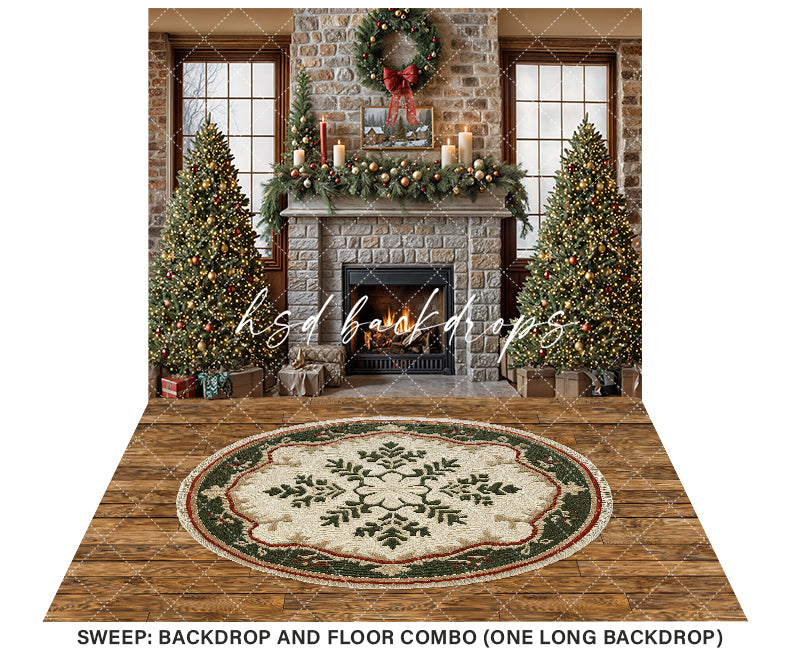 Christmas Cabin Fireplace (sweep options)