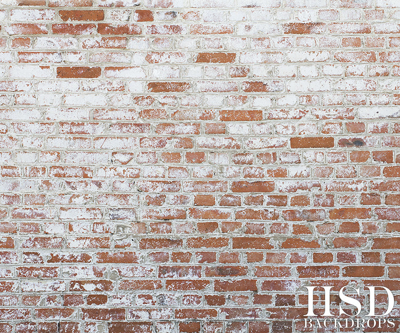 Red & White Brick Wall (poly) - HSD Photography Backdrops 